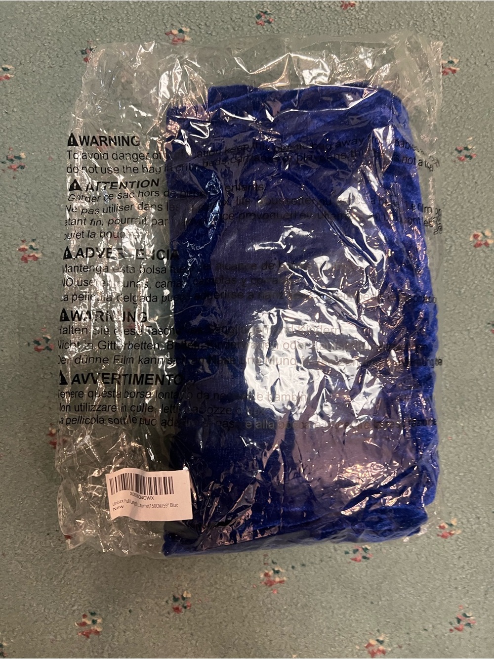 Royal Blue Hooded Velvet Cape - Picture 6 of 8